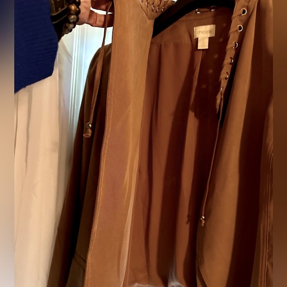 Women’s Chicos Light Brown Topper Jacket, 3/16/XL soft suede like feel - Picture 7 of 8